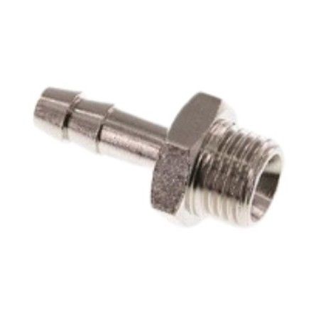 1/4" išorinio BSP sriegio antgalis į žarną ID 10 mm, nikeliuotas žalvaris