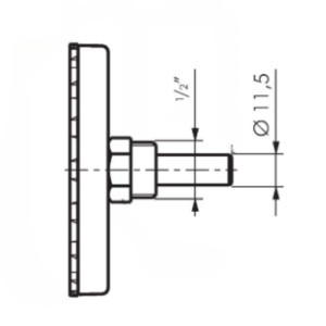 Termometras nuo 0⁰C iki +120⁰C, Ø100, 1/2   centrinis pajungimas, matavimo stiebas L 100mm