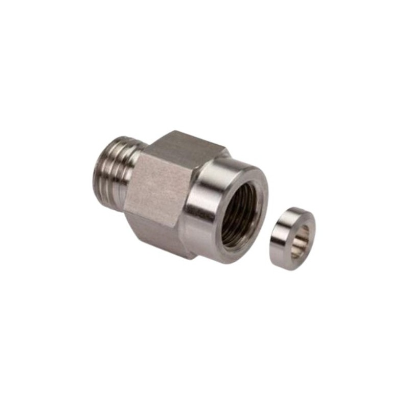 1/4" BSP iekšējā vītne, M12x1,5 ārējā vītne, adapteris manometram, L06, tērauda