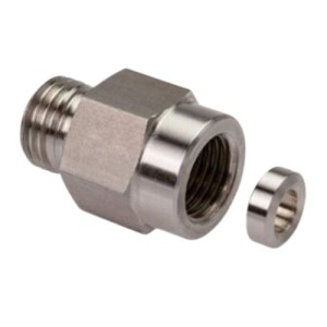 1/4" BSP vidinis sriegis, M12x1,5 išorinis sriegis, adapteris manometrui, L06, plieninis