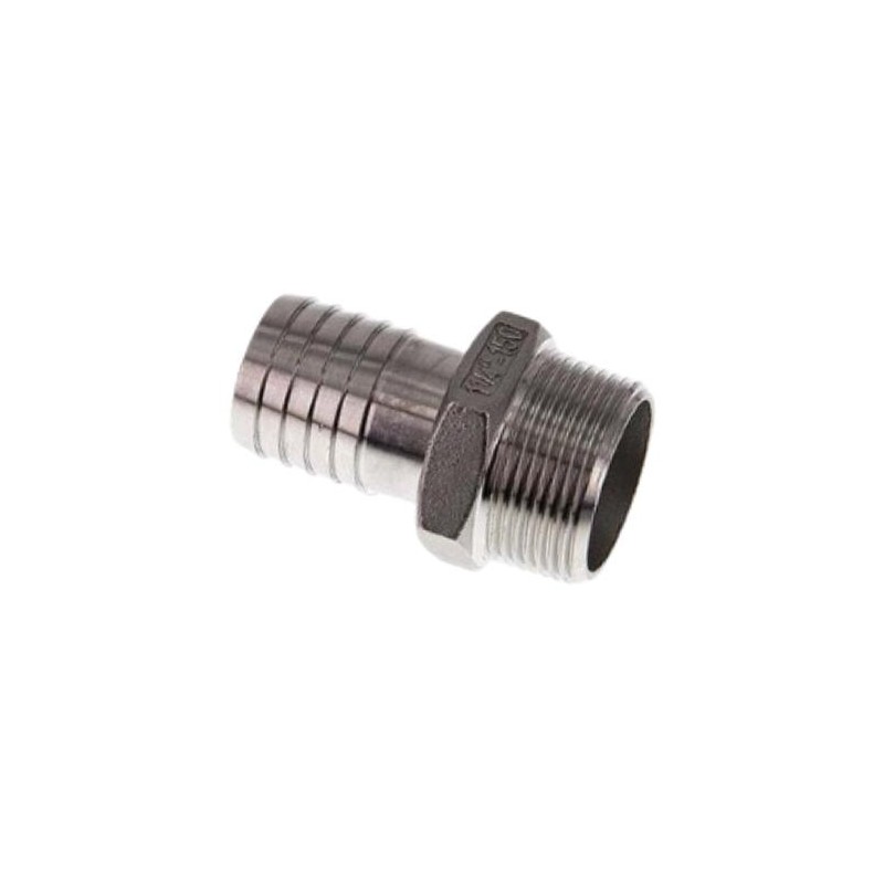 3" male BSP thread fitting to hose ID 76 mm, stainlees steel