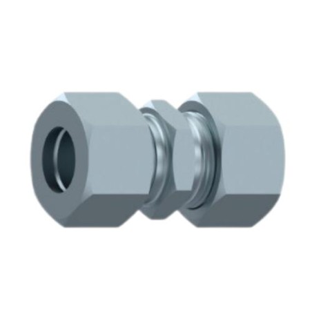 M16x1 male thread straight coupling to tube OD 12 mm, with 2 nuts and bushs