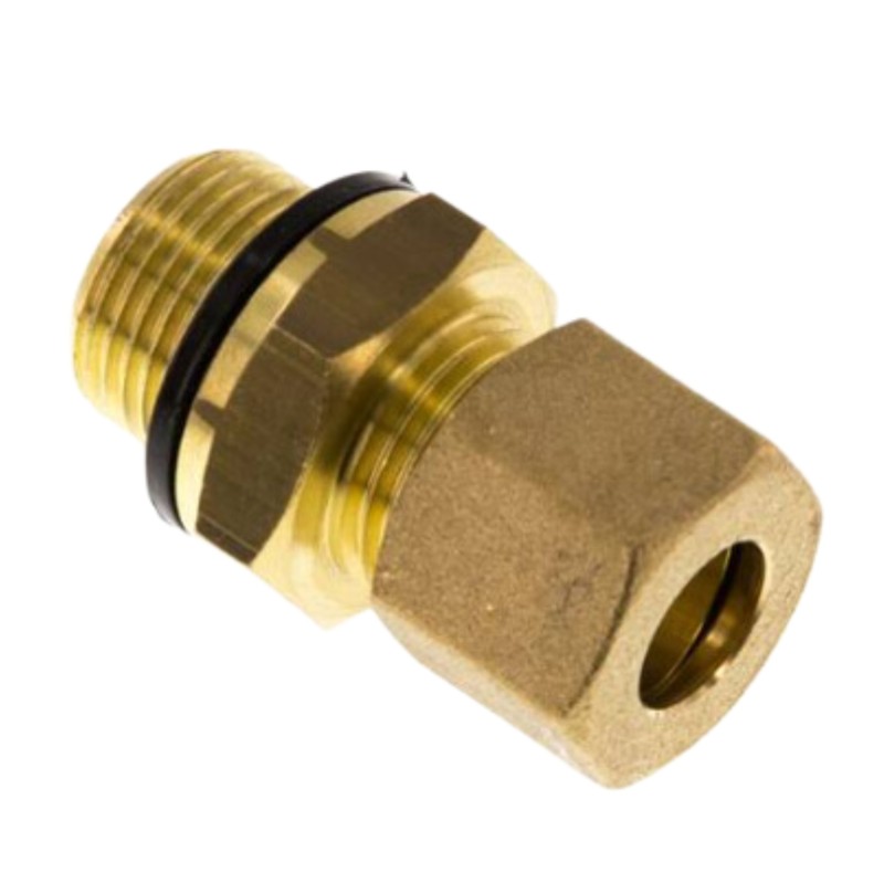 3/8" išorinio BSP sriegio jungtis vamzdžiui OD 10 mm, tiesi, žalvarinė