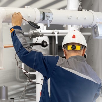 Industrial compressed air system with piping and connections for efficient air distribution